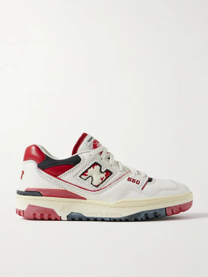 New Balance - 550 Perforated Leather, Suede And Mesh Sneakers - White