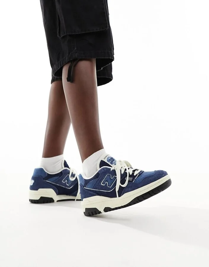 New Balance 550 rubber sole sneakers in denim blue with white detail - Image 3