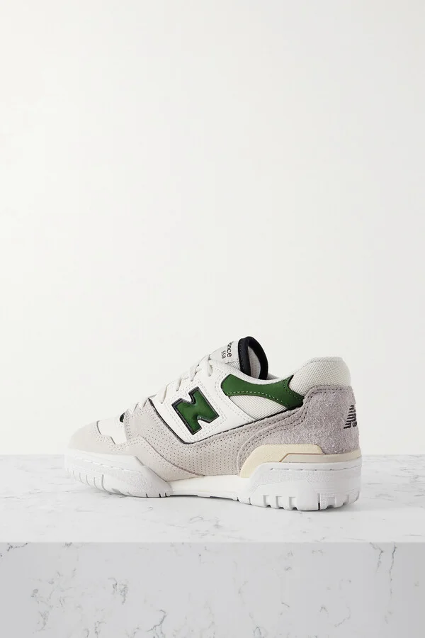 New Balance - 550 Suede-trimmed Leather And Mesh Sneakers - White - Image 3