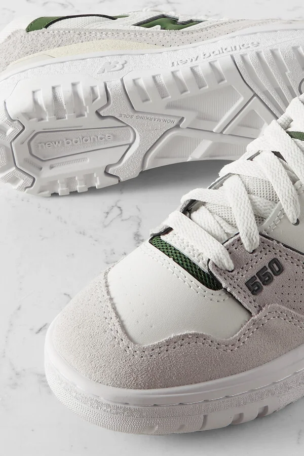 New Balance - 550 Suede-trimmed Leather And Mesh Sneakers - White - Image 4