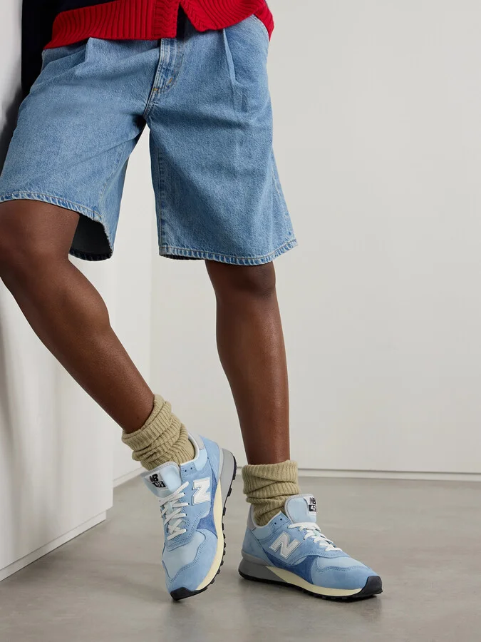 New Balance - 574 Leather-trimmed Suede And Mesh Sneakers - Blue - Image 2