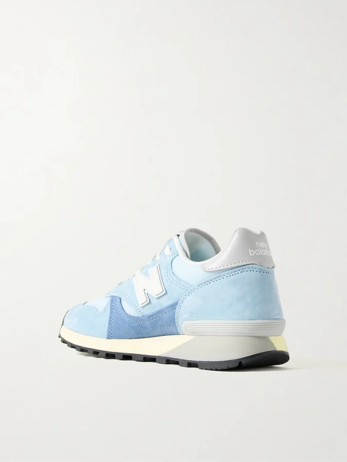 New Balance - 574 Leather-trimmed Suede And Mesh Sneakers - Blue - Image 3