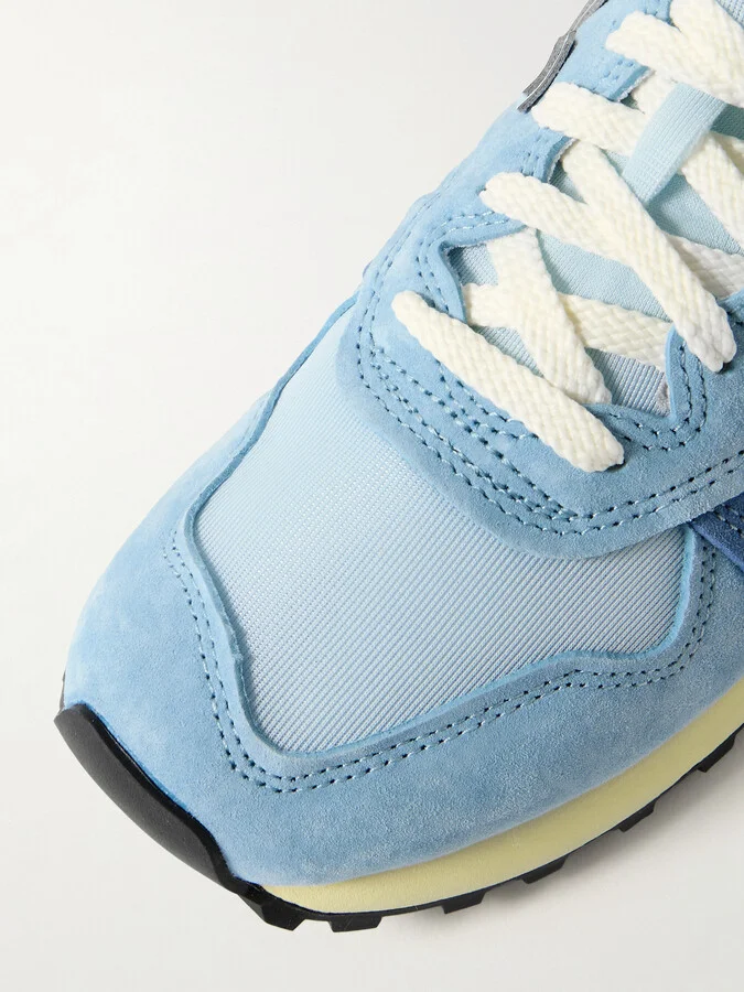 New Balance - 574 Leather-trimmed Suede And Mesh Sneakers - Blue - Image 4