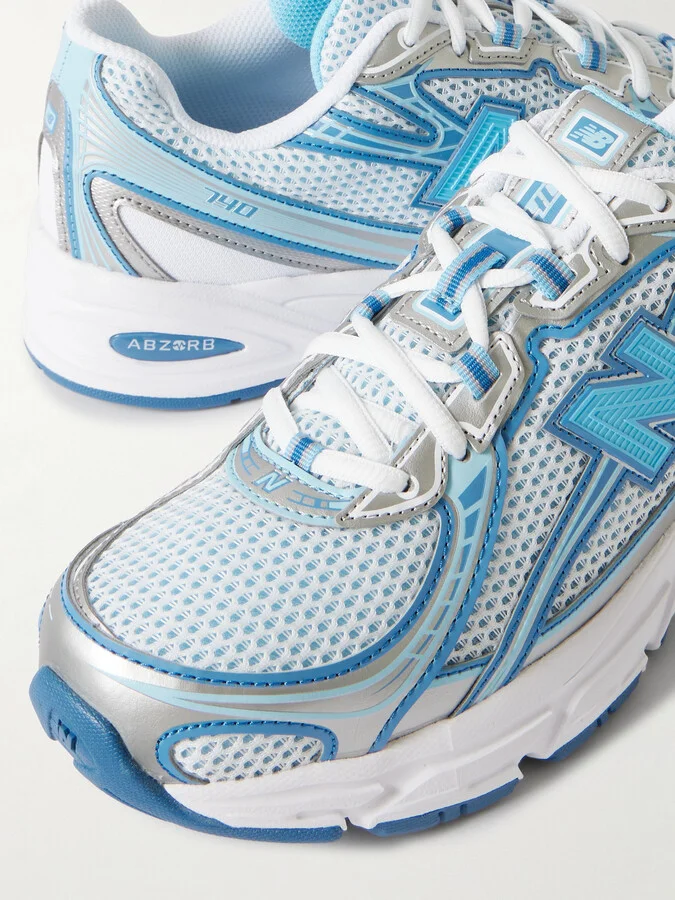 New Balance - 740 Metallic Rubber-trimmed Mesh Sneakers - Blue - Image 4