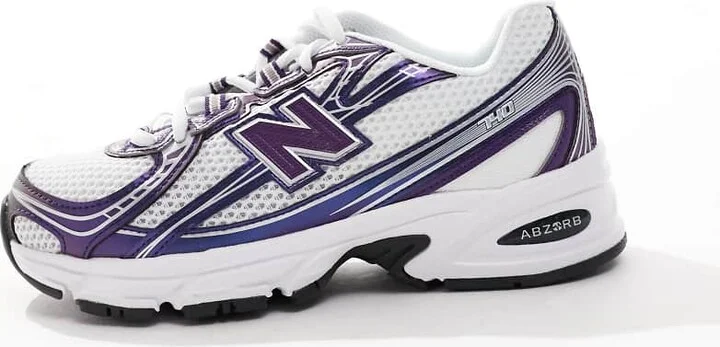 New Balance 740 sneakers in white and purple - Image 2