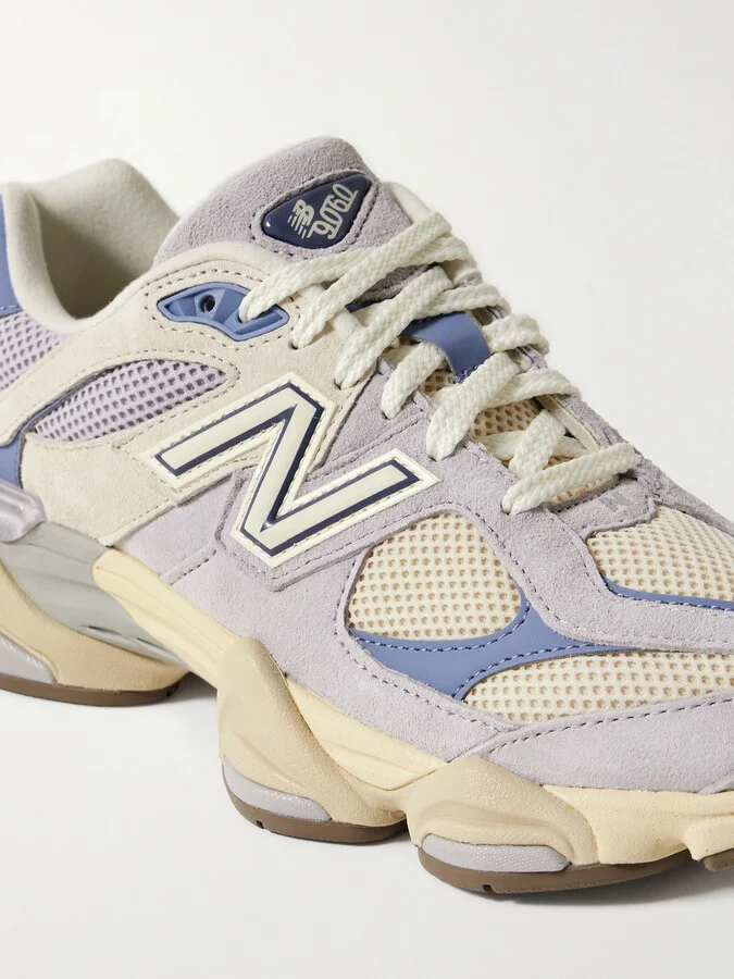 New Balance - 9060 Rubber And Leather-trimmed Suede And Mesh Sneakers - Blue - Image 4