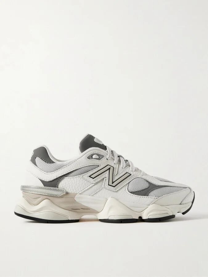 New Balance - 9060 Rubber-trimmed Textured-leather And Mesh Sneakers - White
