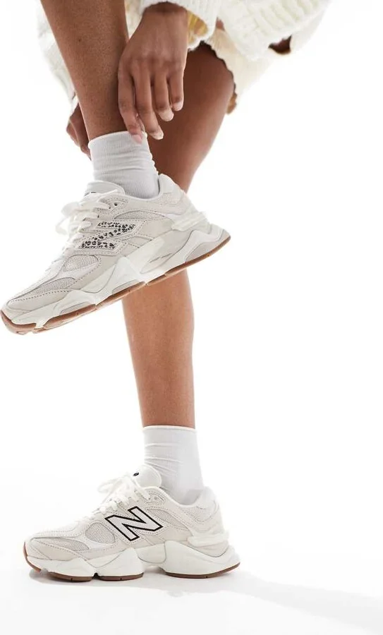 New Balance 9060 sneakers in beige with leopard print detail - exclusive to ASOS - Image 3