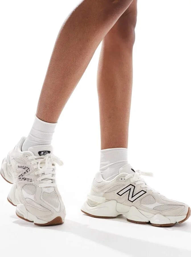 New Balance 9060 sneakers in beige with leopard print detail - exclusive to ASOS - Image 4