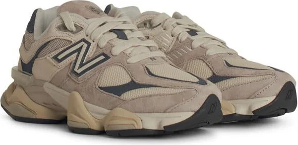 New Balance '9060E' Ivory Leather Blend Sneakers - Image 2