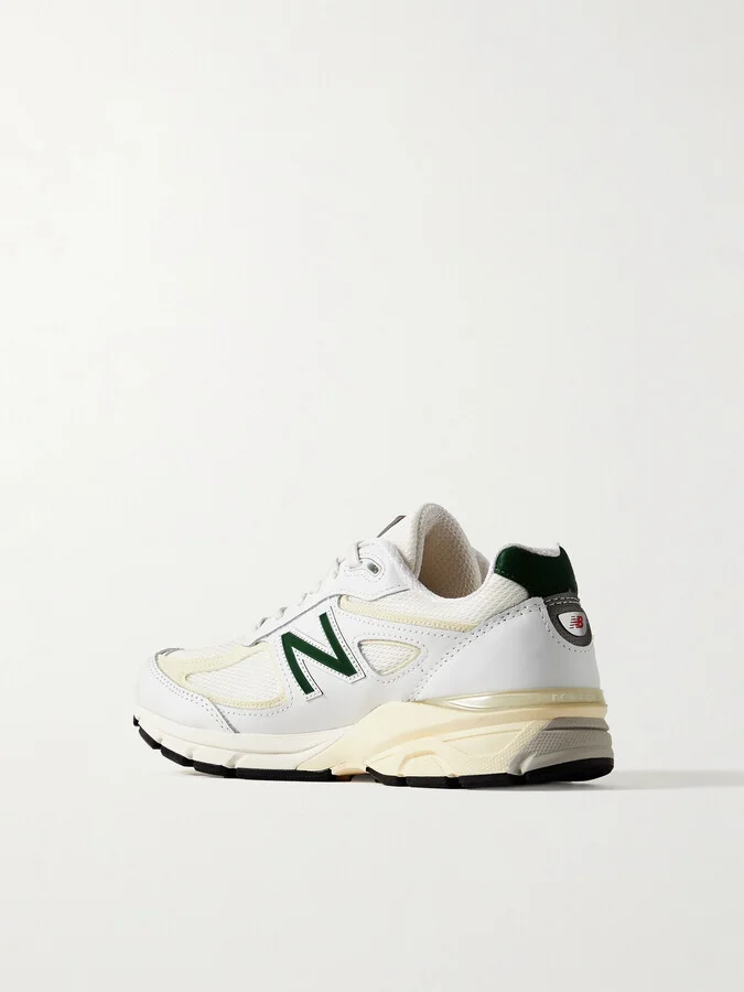 New Balance - 990v4 Leather And Mesh Sneakers - White - Image 3