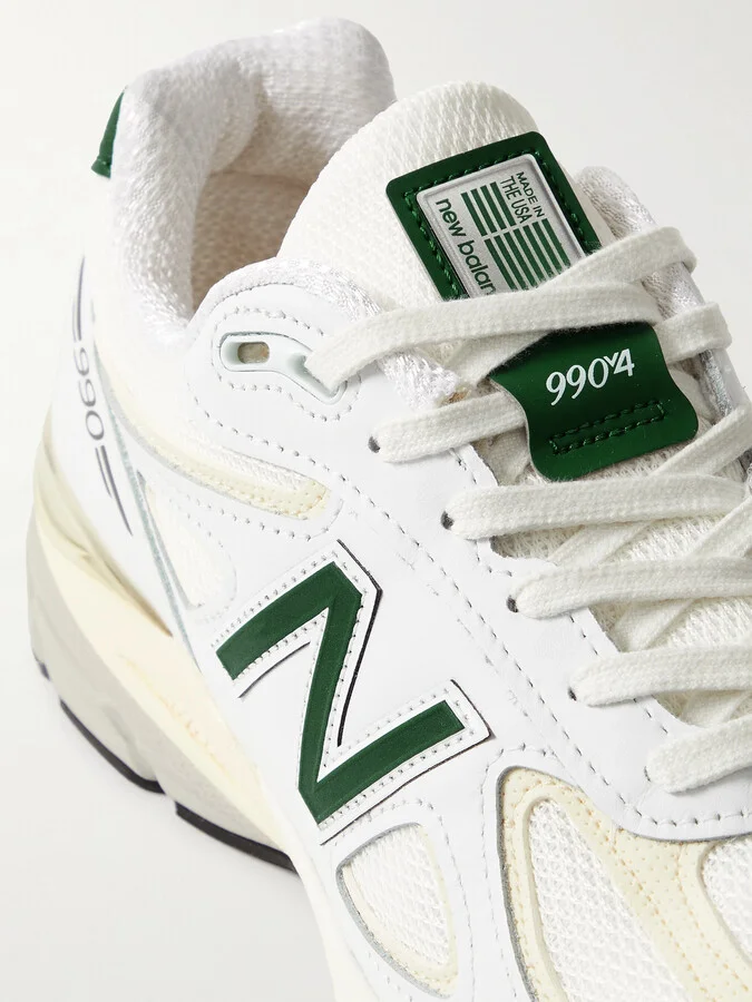 New Balance - 990v4 Leather And Mesh Sneakers - White - Image 4