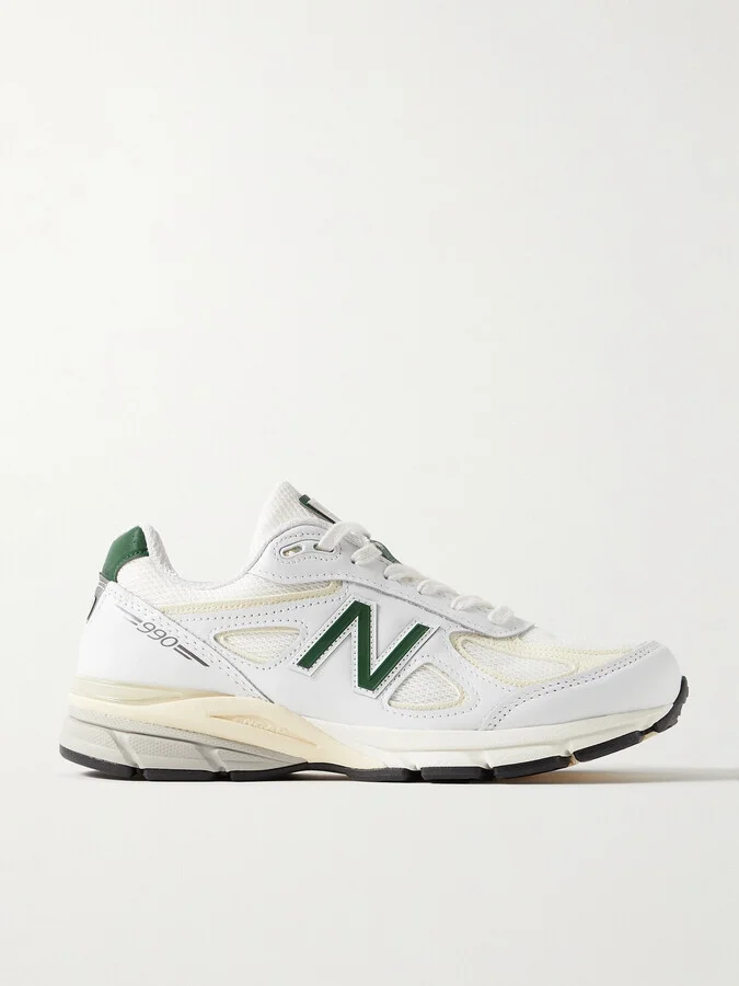 New Balance - 990v4 Leather And Mesh Sneakers - White