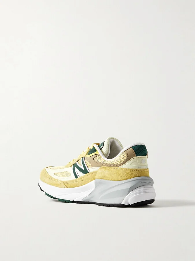 New Balance - 990v6 Leather-trimmed Mesh And Suede Sneakers - Yellow - Image 3