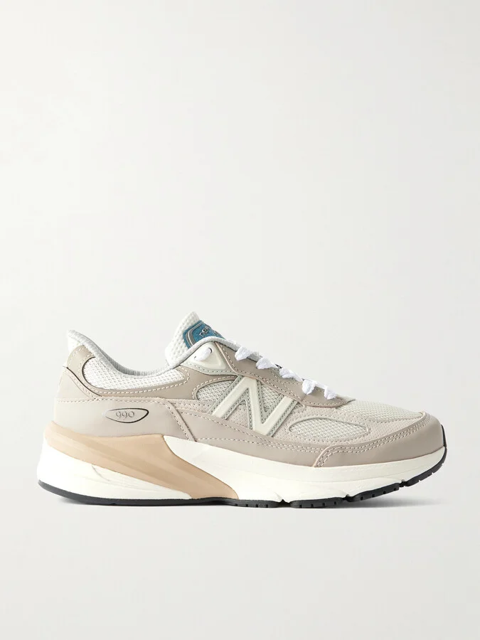 New Balance - 990v6 Leather-trimmed Mesh Sneakers - Neutrals