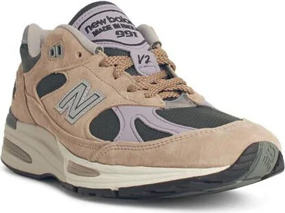 New Balance '991' Beige Suede Blend Sneakers - Image 2