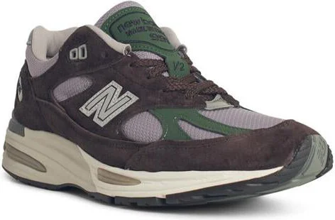 New Balance '991' Green Suede Blend Sneakers - Image 2