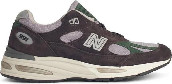 New Balance '991' Green Suede Blend Sneakers
