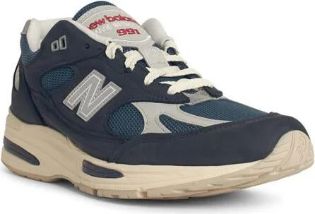 New Balance '991' Navy Suede Blend Sneakers - Image 2