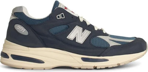 New Balance '991' Navy Suede Blend Sneakers