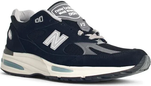 New Balance '991V2' Black Fabric Blend Sneakers - Image 2