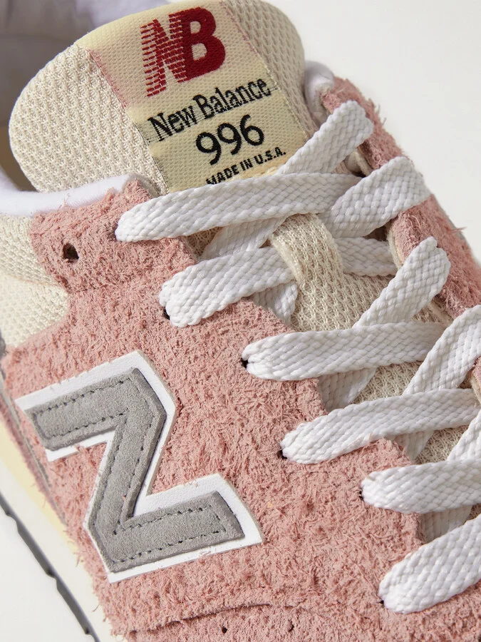 New Balance - 996 Leather-trimmed Suede And Mesh Sneakers - Pink - Image 4