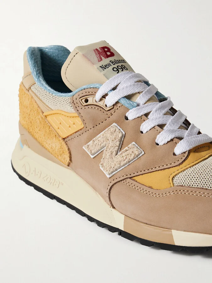New Balance - 998 Leather, Mesh, Brushed-suede And Rubber Sneakers - Neutrals - Image 4