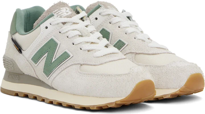 New Balance Beige & Green 574 Sneakers - Image 4