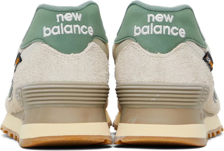 New Balance Beige & Green 574 Sneakers - Image 2