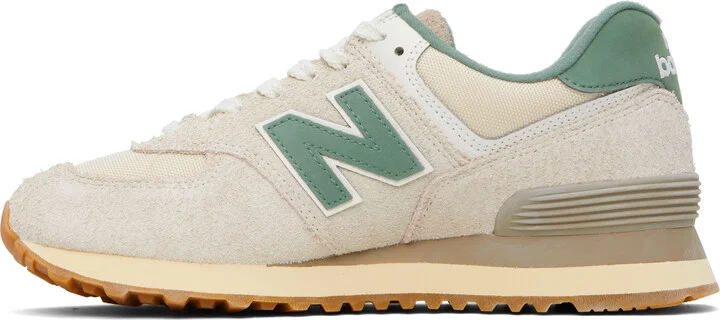 New Balance Beige & Green 574 Sneakers - Image 3