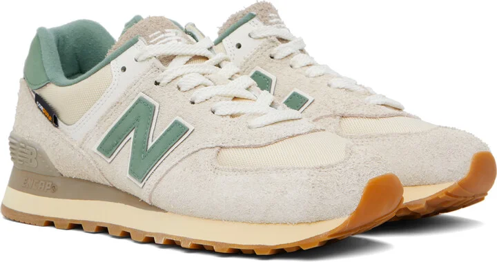 New Balance Beige & Green 574 Sneakers - Image 4
