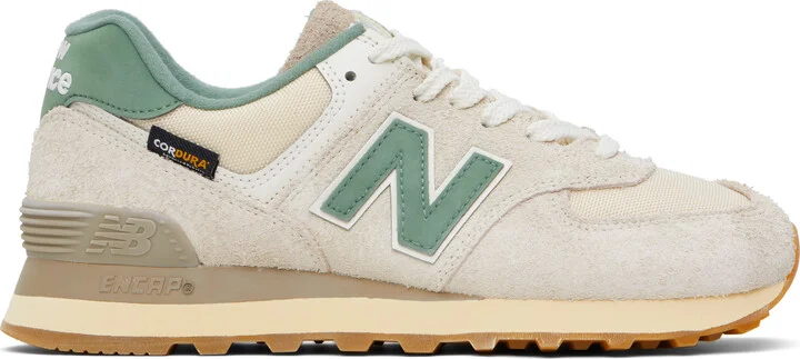 New Balance Beige & Green 574 Sneakers