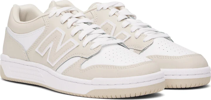 New Balance Beige & White 480 Sneakers - Image 4