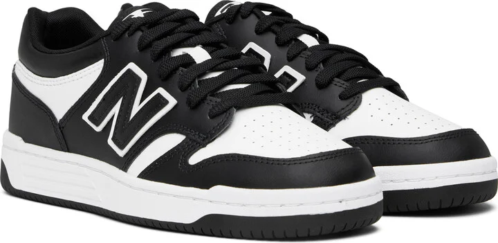 New Balance Black & White 480 Sneakers - Image 4