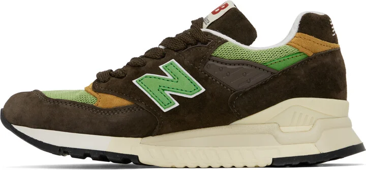 New Balance Brown & Green Made in USA 998 Sneakers - Image 3