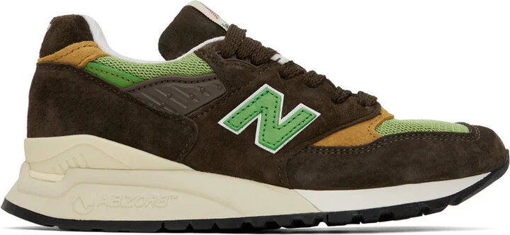 New Balance Brown & Green Made in USA 998 Sneakers