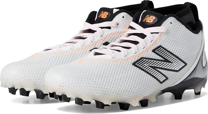 New Balance FreezeLX V5 Lacrosse Cleats Men's Shoes White/Black/Hot Mango : 8 D - Medium, Synthetic