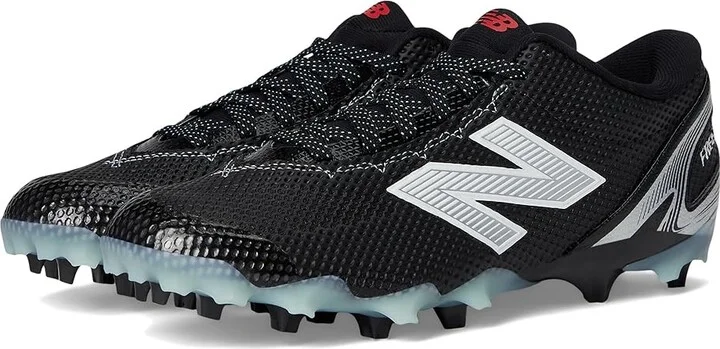New Balance FreezeLX V5 Low Lacrosse Cleats Men's Shoes Black/White/Silver Metallic : 7.5 D - Medium, Synthetic