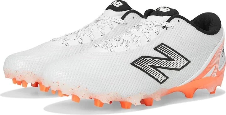New Balance FreezeLX V5 Low Lacrosse Cleats Men's Shoes White/Hot Mango/Black : 7 D - Medium, Synthetic