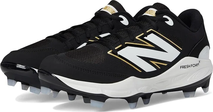 New Balance Fresh Foam 3000v7 Molded Baseball Cleats Men's Shoes Black/White 1 : 6 D - Medium, Leather