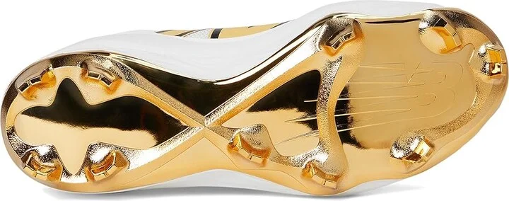 New Balance Fresh Foam 3000v7 Molded Baseball Cleats Men's Shoes White/Metallic Gold : 7.5 D - Medium, Leather - Image 3