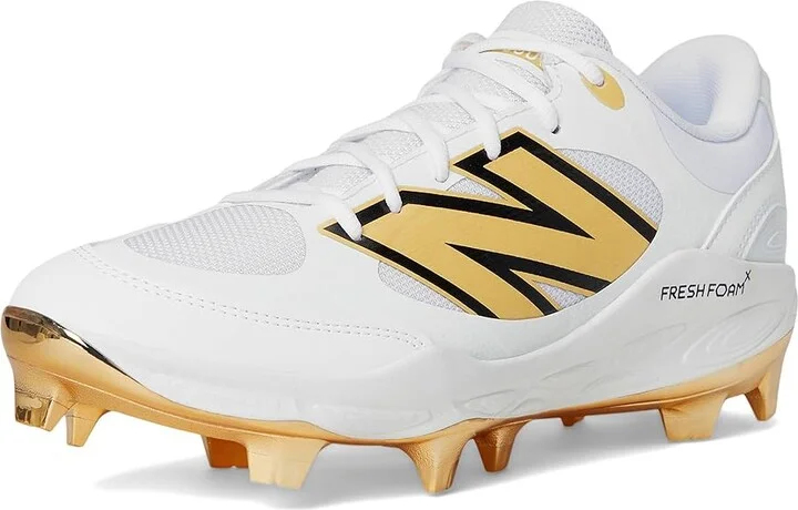 New Balance Fresh Foam 3000v7 Molded Baseball Cleats Men's Shoes White/Metallic Gold : 7.5 D - Medium, Leather - Image 5