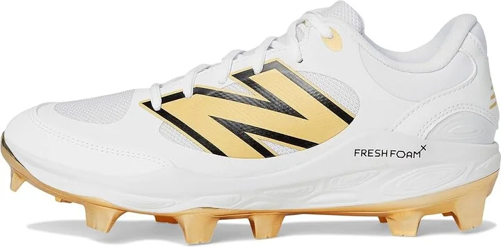 New Balance Fresh Foam 3000v7 Molded Baseball Cleats Men's Shoes White/Metallic Gold : 7.5 D - Medium, Leather - Image 6