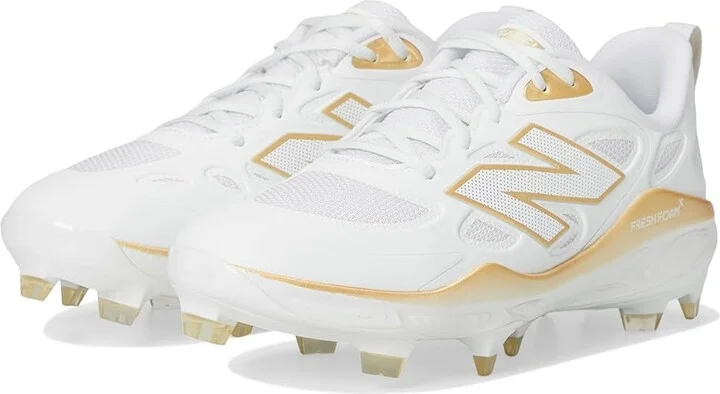 New Balance Fresh Foam Velov4 Molded Softball Cleats Women's Shoes White/Gold : 9 B - Medium, Leather/Rubber