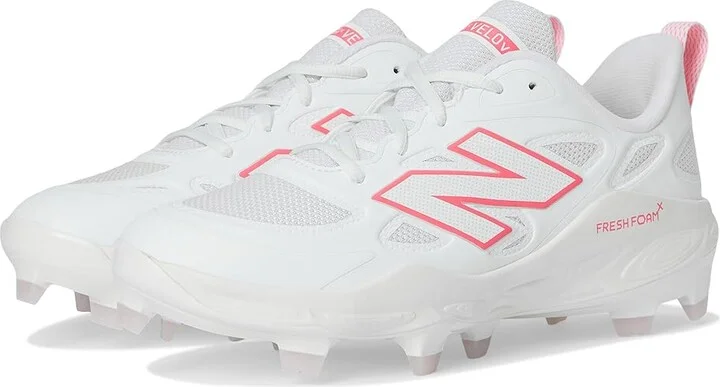 New Balance Fresh Foam Velov4 Molded Softball Cleats Women's Shoes White/Ultra Pink : 10 B - Medium, Leather/Rubber