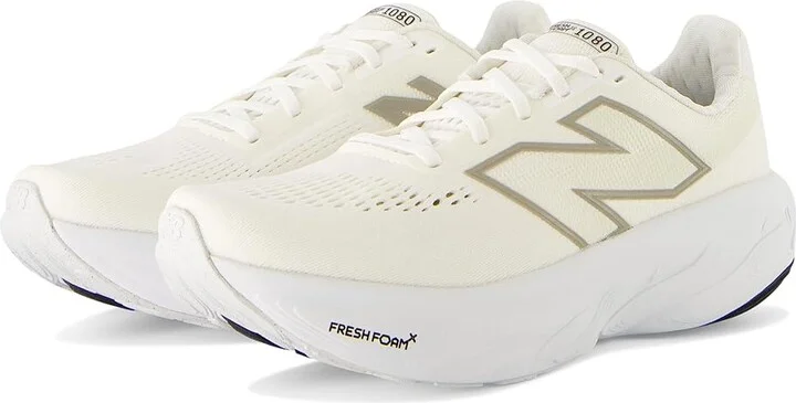 New Balance Fresh Foam X 1080v14 Women's Shoes White/Light Gold Metallic : 10 EE - Extra Wide, Synthetic