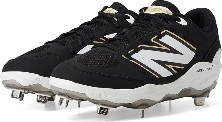 New Balance Fresh Foam X 3000v7 Baseball Cleats Men's Shoes Black/White : 6 D - Medium, Leather/Rubber