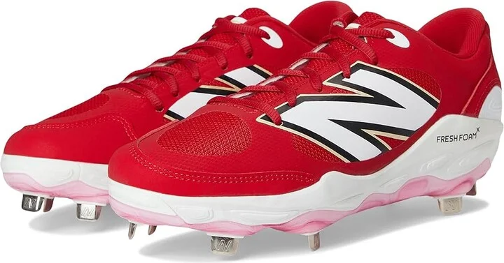 New Balance Fresh Foam X 3000v7 Baseball Cleats Men's Shoes Team Red/White : 6 D - Medium, Leather/Rubber