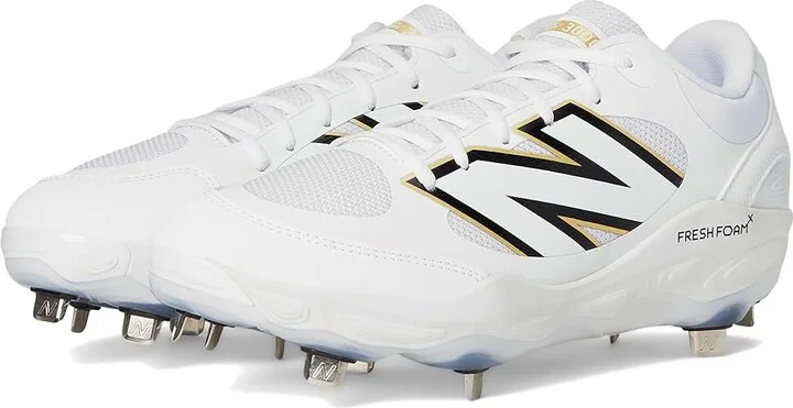 New Balance Fresh Foam X 3000v7 Baseball Cleats Men's Shoes White/Black : 14 D - Medium, Leather/Rubber