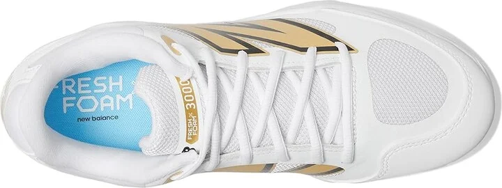 New Balance Fresh Foam X 3000v7 Baseball Cleats Men's Shoes White/Metallic Gold : 6 D - Medium, Leather/Rubber - Image 2